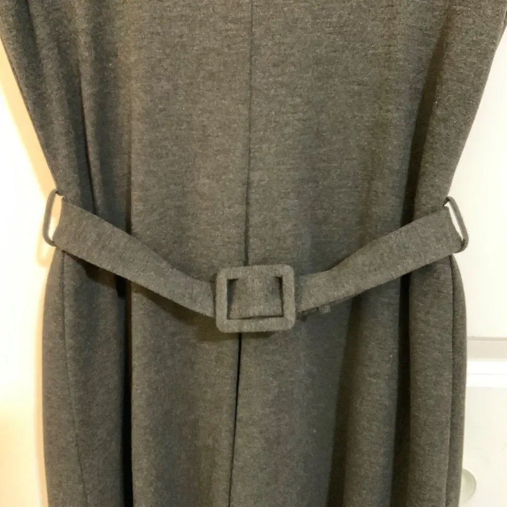 Banana Republic Grey Draped Neck Belted Stretch Dress Small
